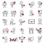 Matchstick Men Flirting Stickers