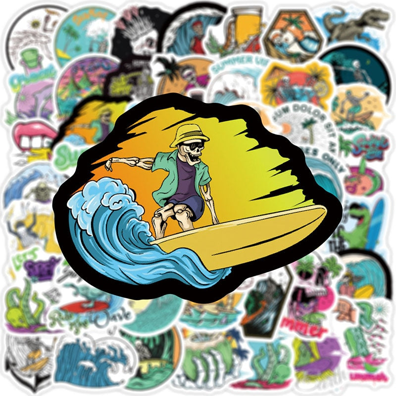 Skull Surf Stickers