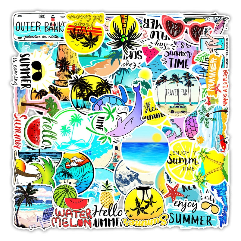 Kawaii Summer Seaside Vacation Stickers