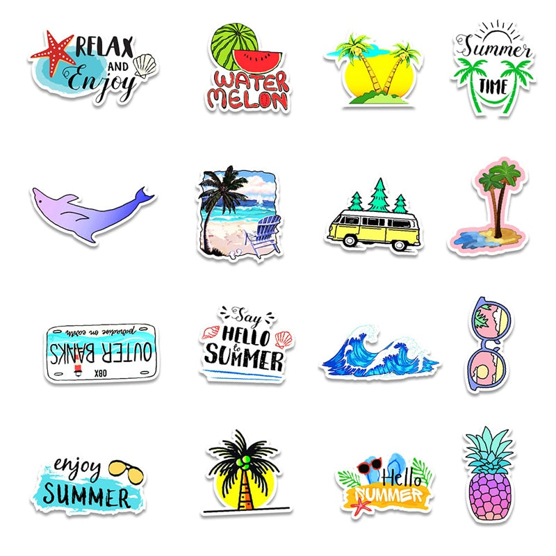 Kawaii Summer Seaside Vacation Stickers