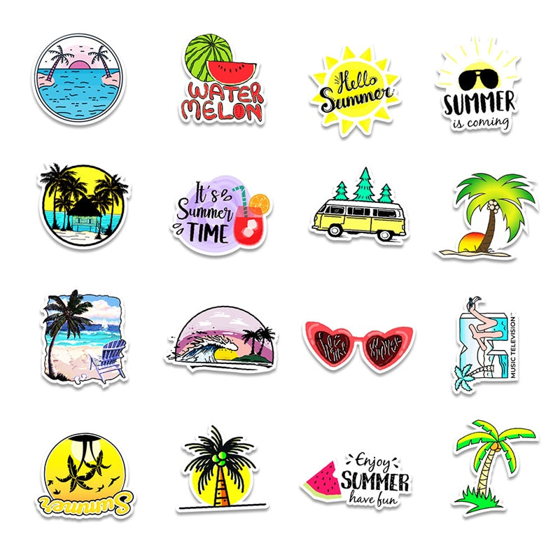 Kawaii Summer Seaside Vacation Stickers