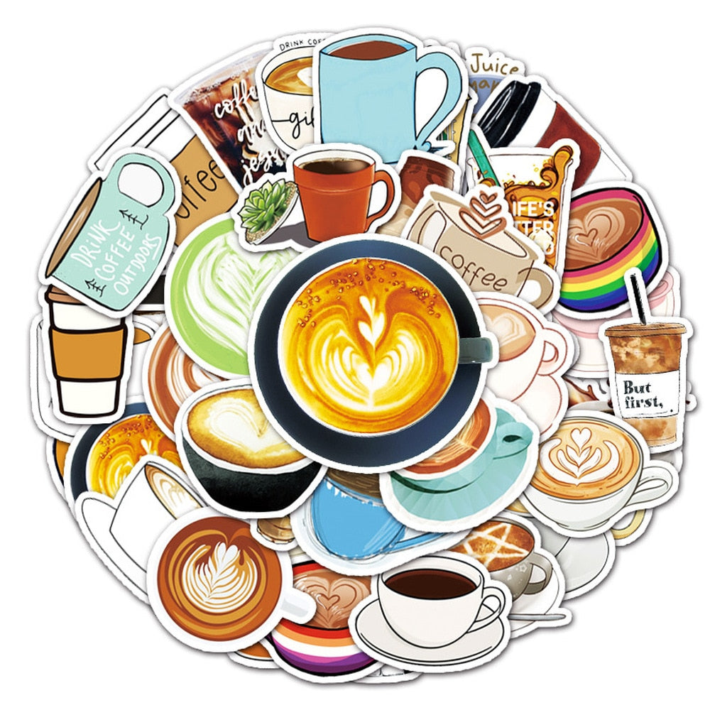 Cappuccino Line Coffee Stickers