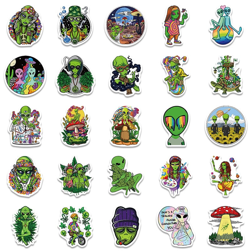 Magic UFO Alien Psychedelic Stickers