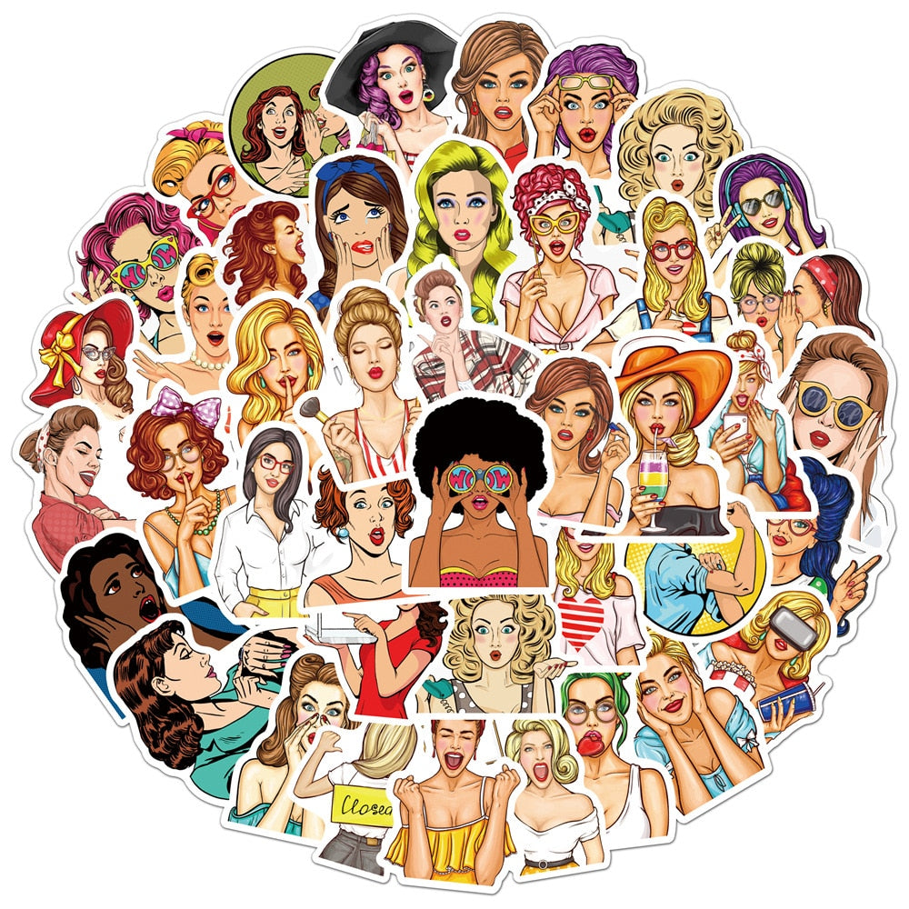 Fashion Girl Popular Art Style Stickers