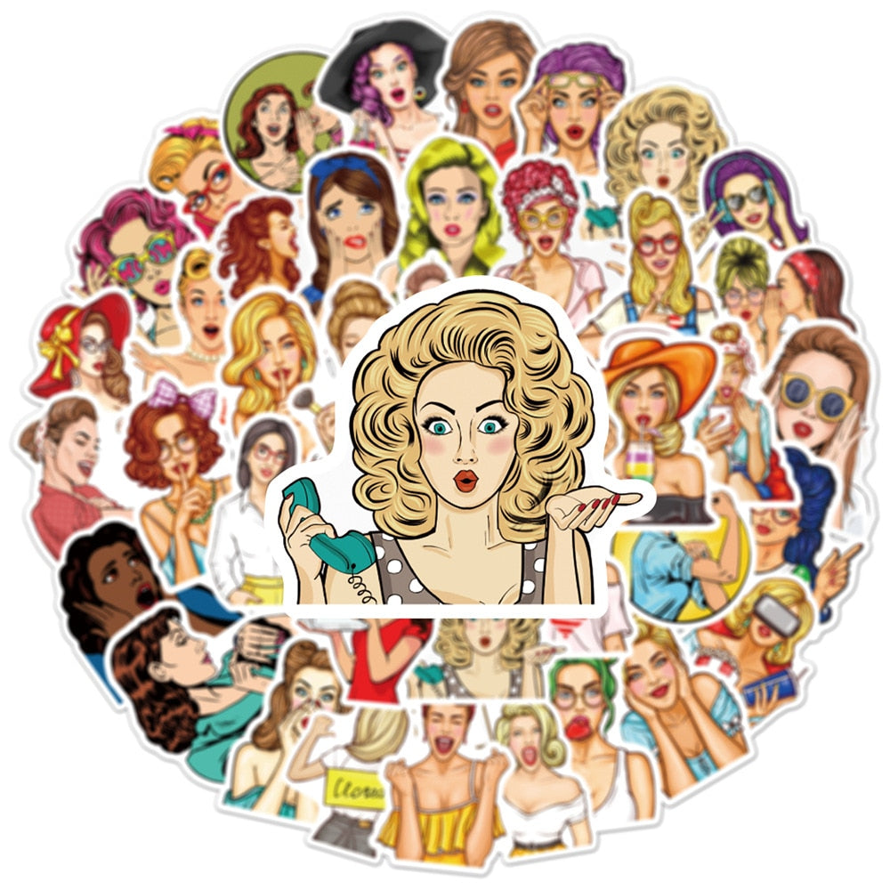 Fashion Girl Popular Art Style Stickers