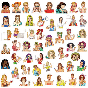 Fashion Girl Popular Art Style Stickers