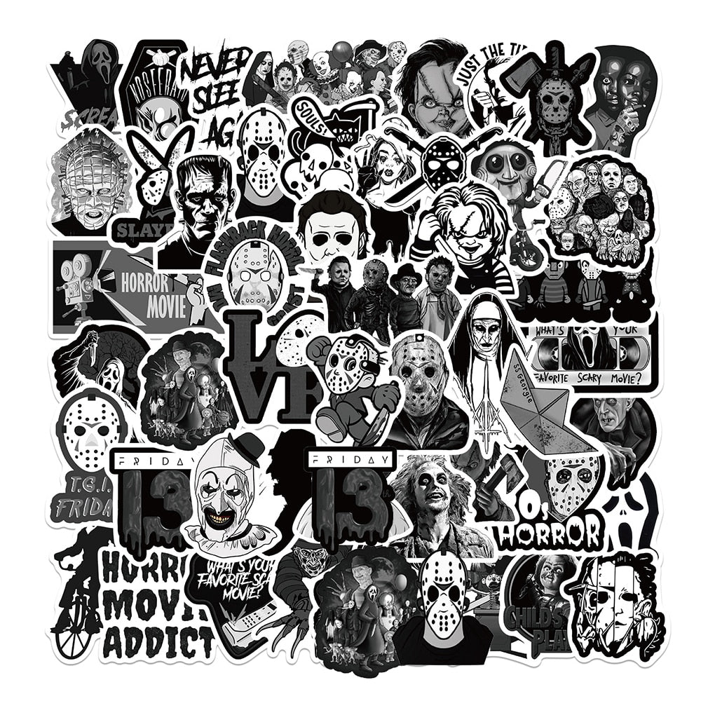 Black and White Horror Character Stickers