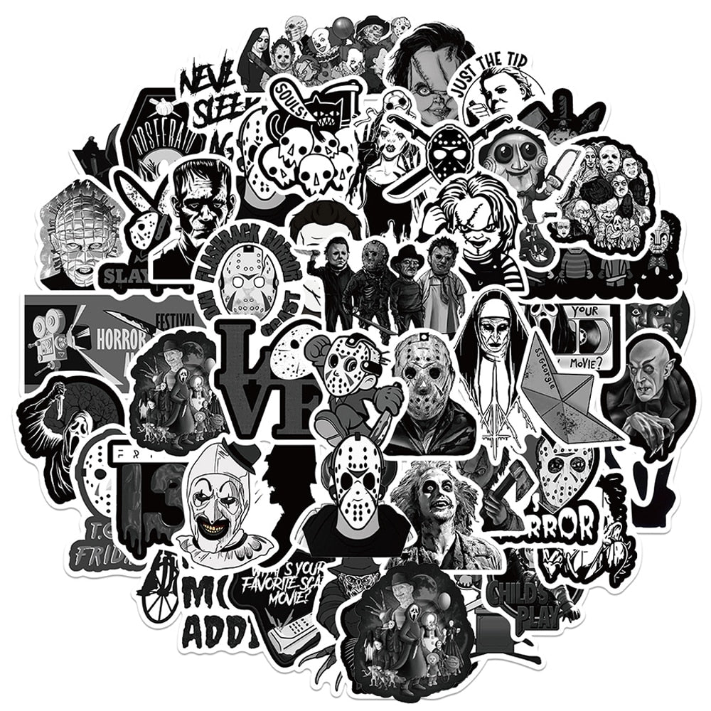 Black and White Horror Character Stickers