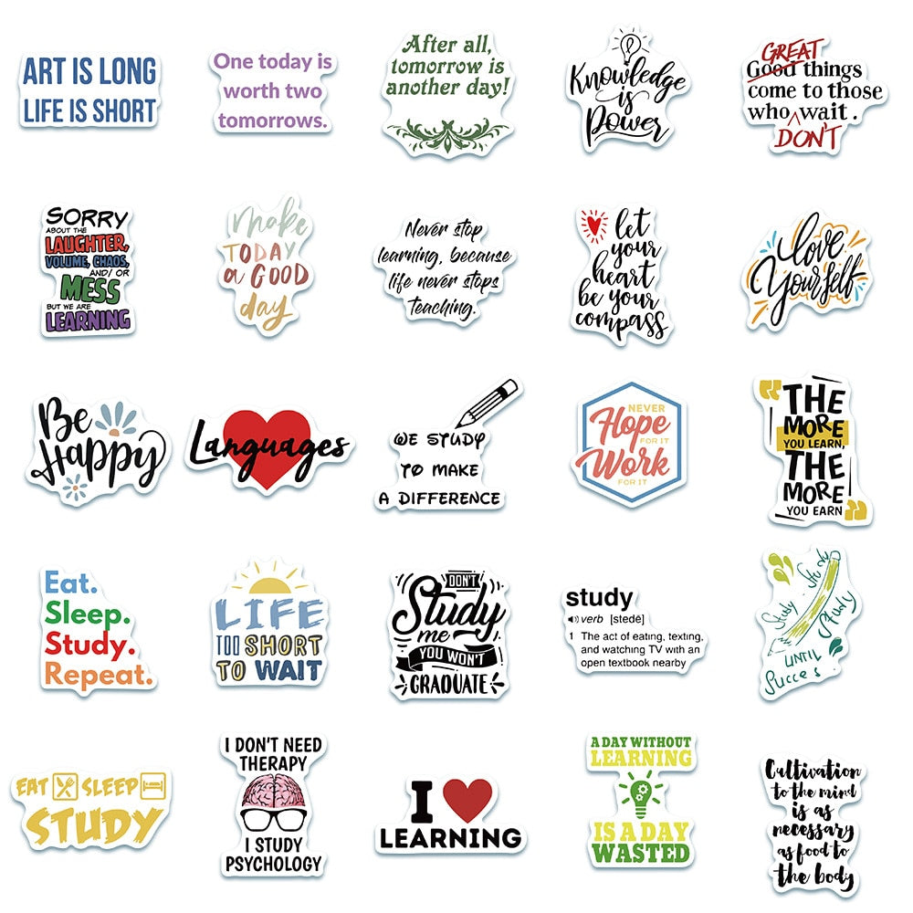 Studyroom Slogans Phrases Stickers