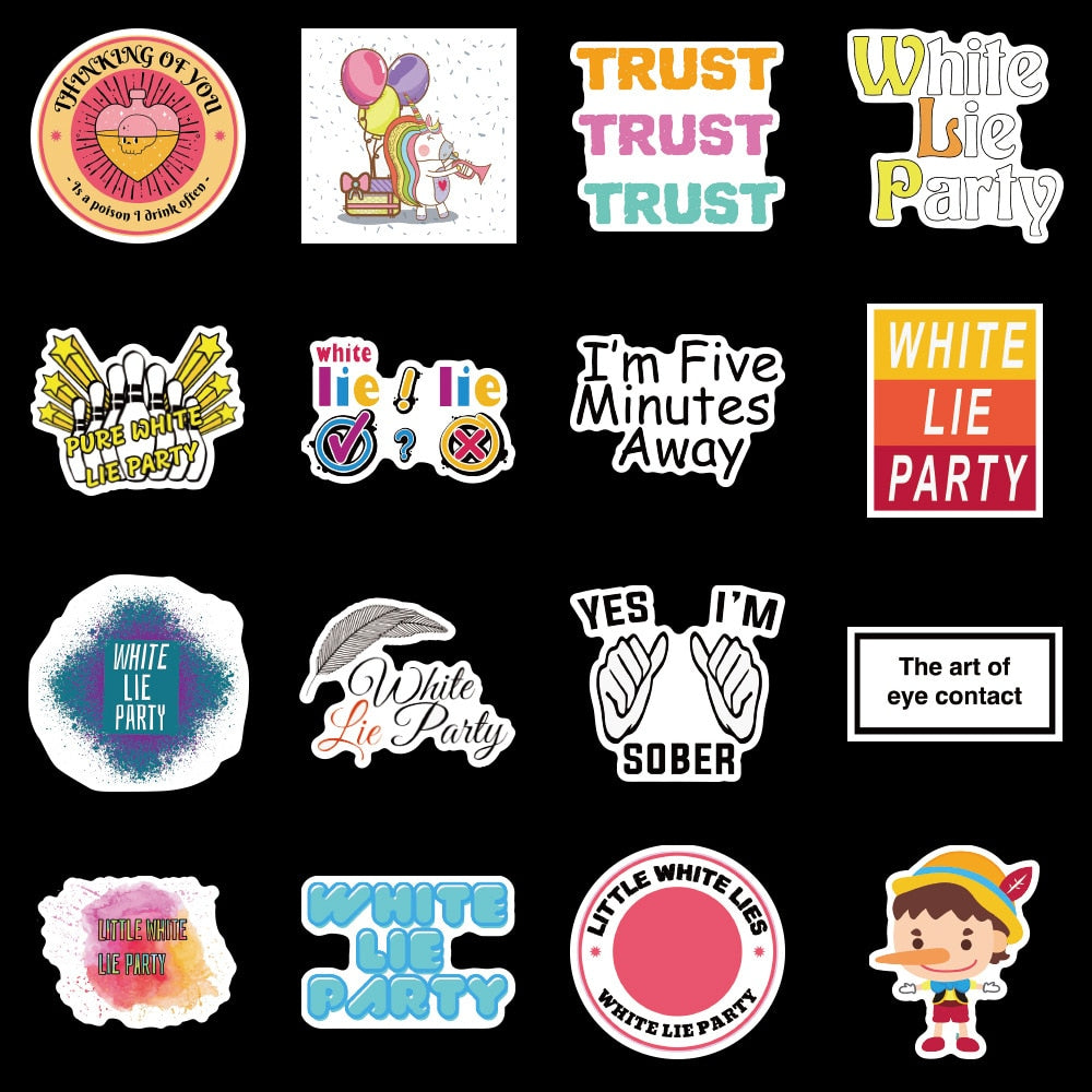 White Lie English Letters Stickers