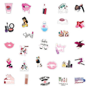 Pretty Girl Cosmetic Lipstick Perfume High Heels Stickers