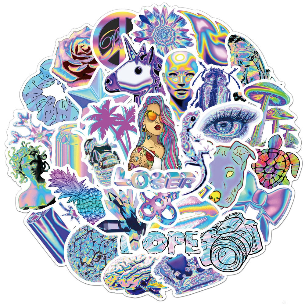 Holographic Laser Style Graffiti Stickers