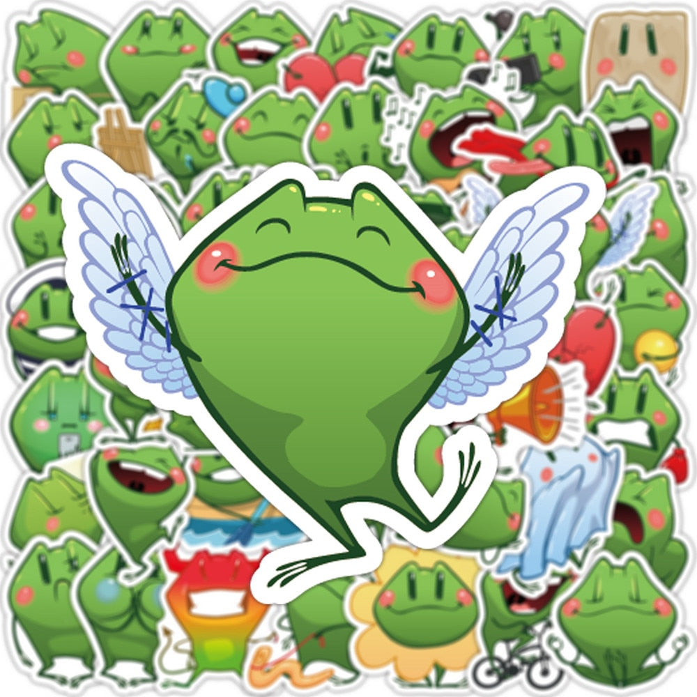 Green Cute Frog Heart Stickers