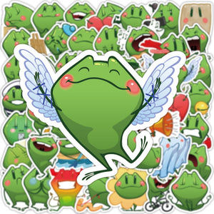 Green Cute Frog Heart Stickers