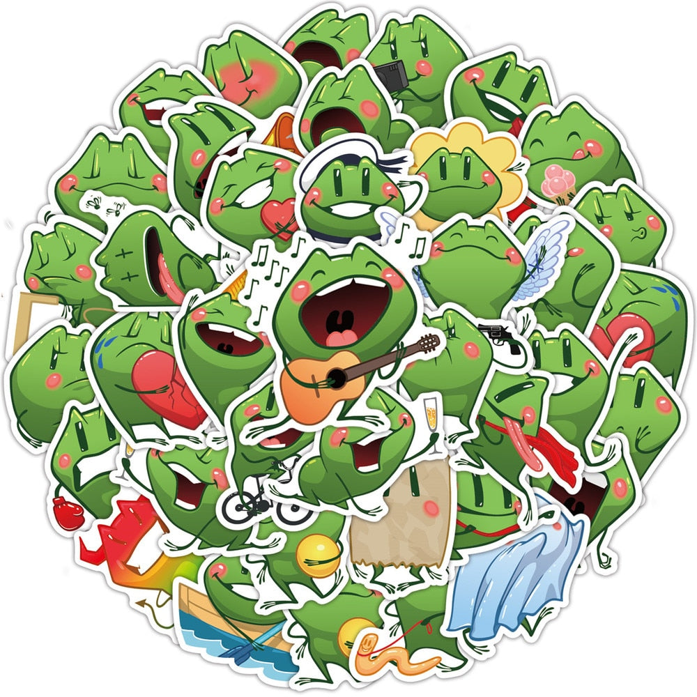 Green Cute Frog Heart Stickers