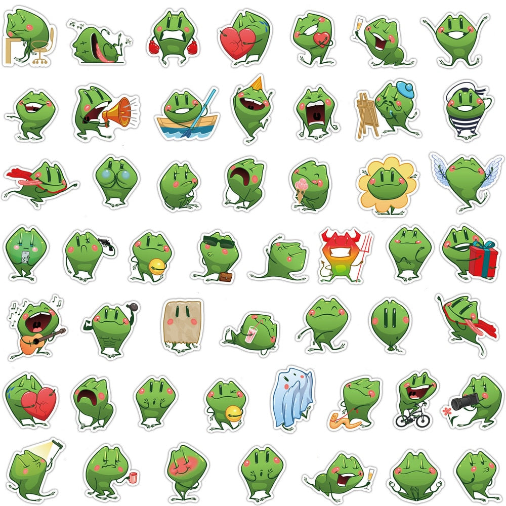 Green Cute Frog Heart Stickers