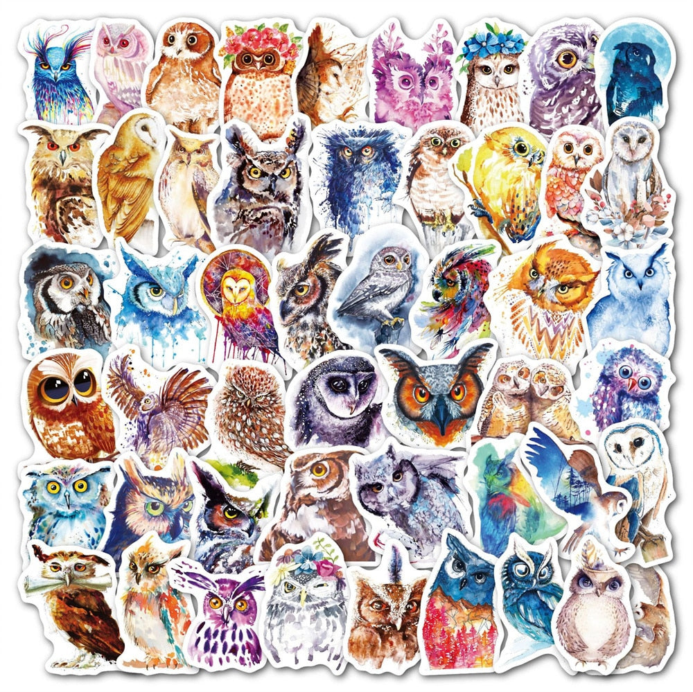 Owl Watercolor Stickers