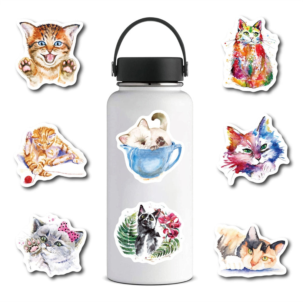 Cat Watercolor Stickers