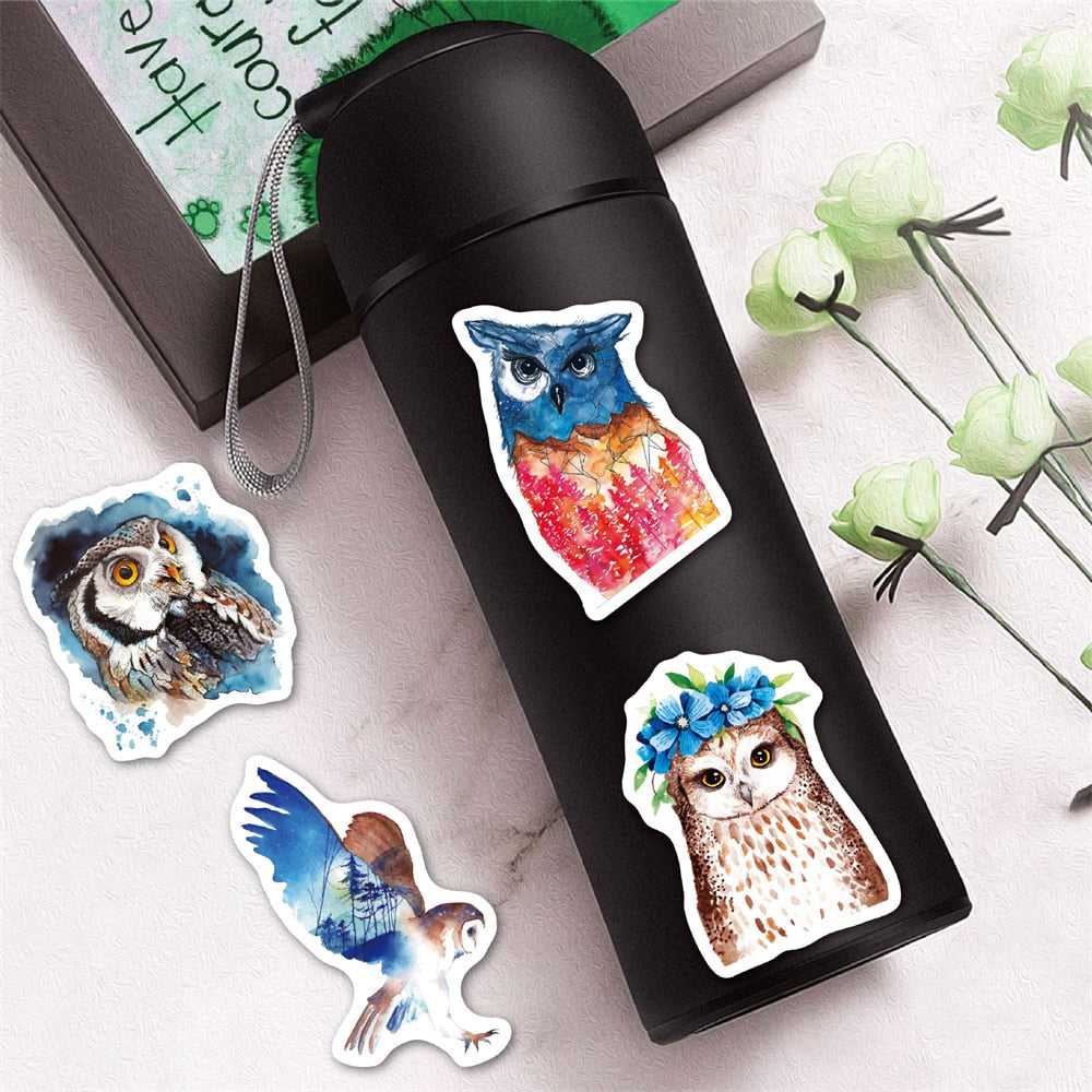 Owl Watercolor Stickers