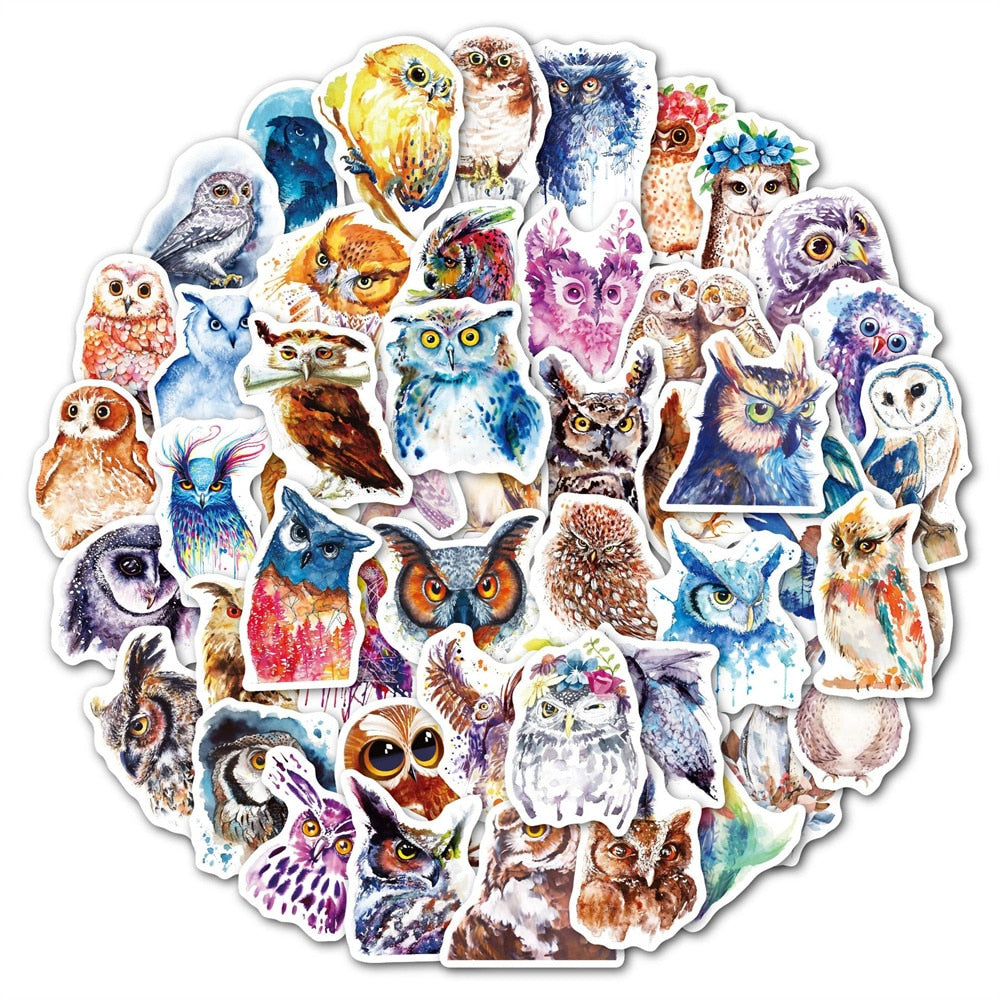 Owl Watercolor Stickers