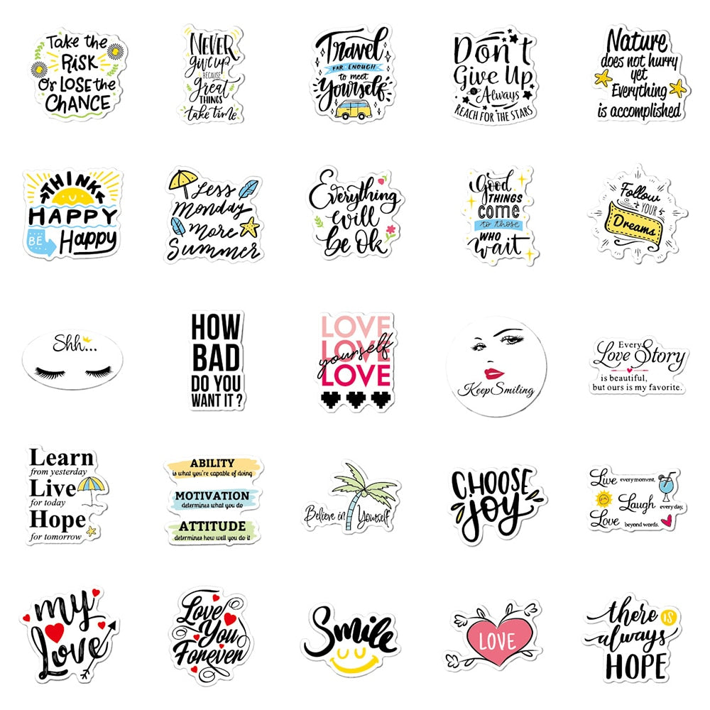 English Inspirational Yellow Stickers