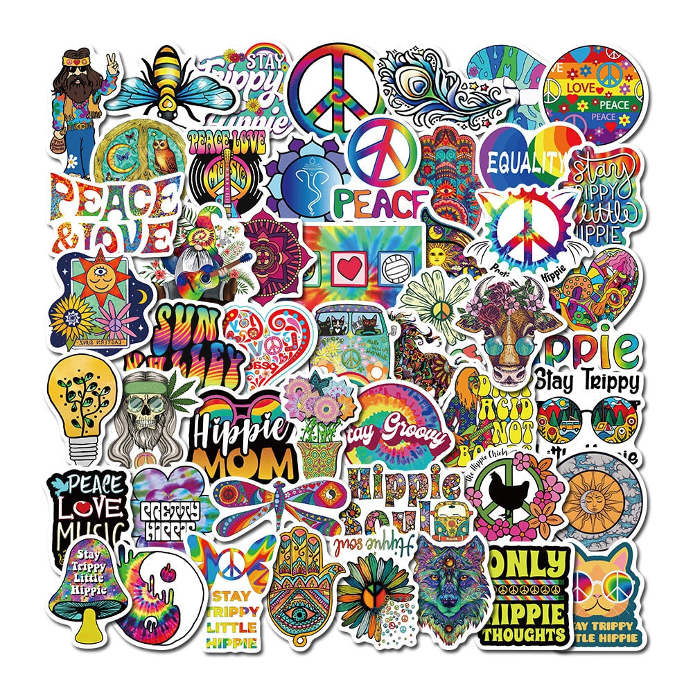 Love Hippie Peace Signs Stickers