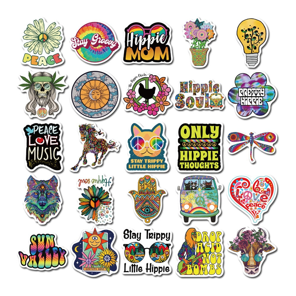 Love Hippie Peace Signs Stickers