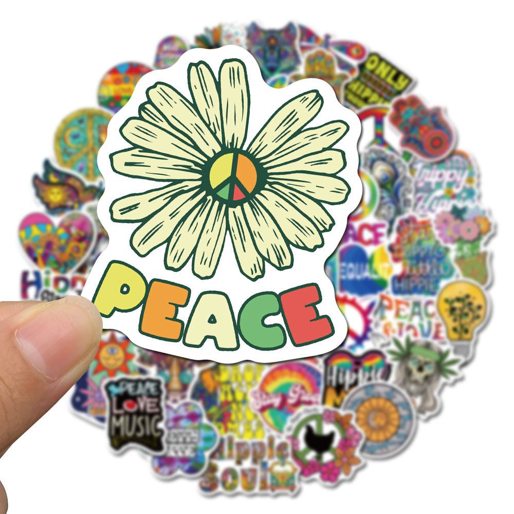 Love Hippie Peace Signs Stickers