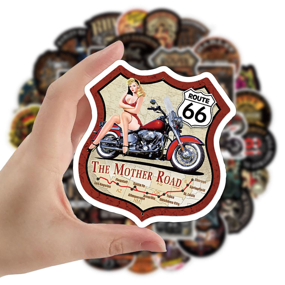 Retro Motorcycle Theme Graffiti Stickers