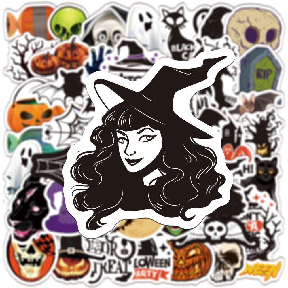 Witch Halloween Skull Pumpkin Funny Stickers