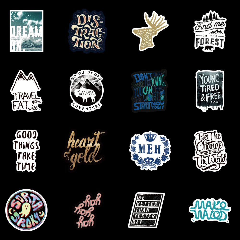 Life Quotes Fonts Typography Stickers