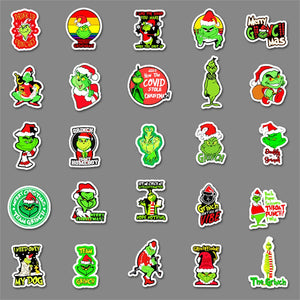 Animation Green Fur Monster Grinch Stickers