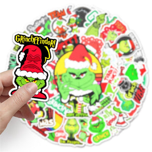 Animation Green Fur Monster Grinch Stickers