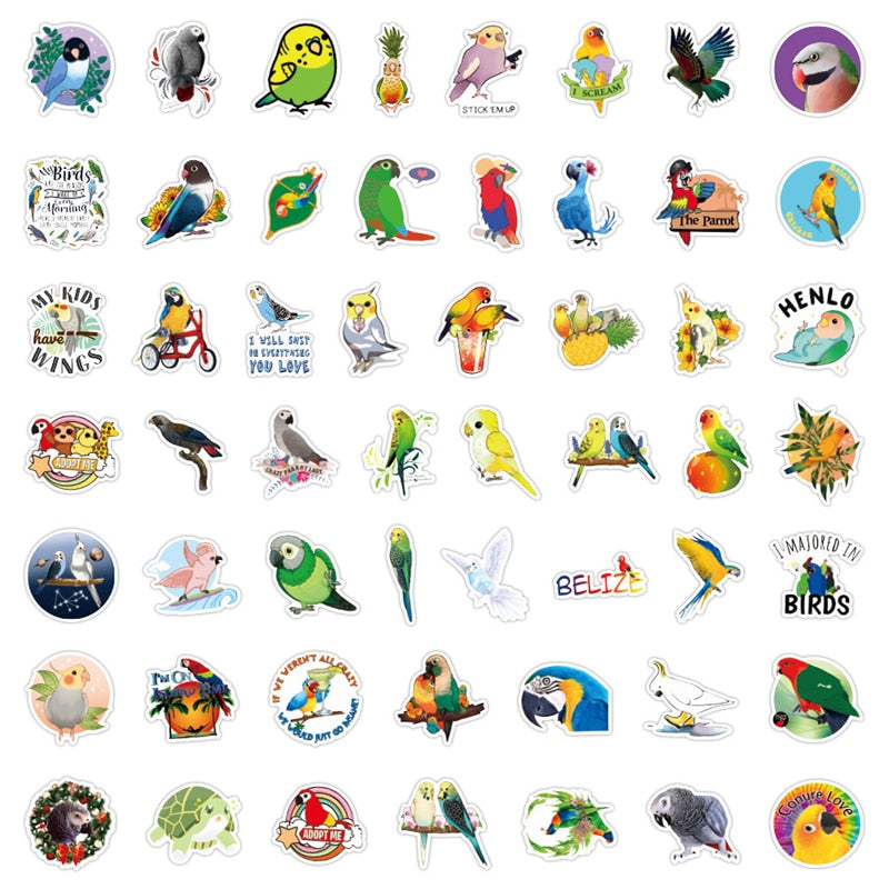 Flower Parrot Bird Stickers