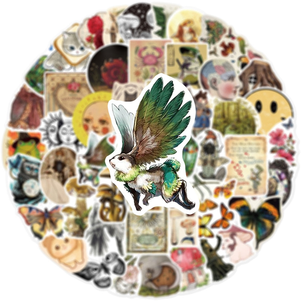 Retro Flora and Fauna Stickers