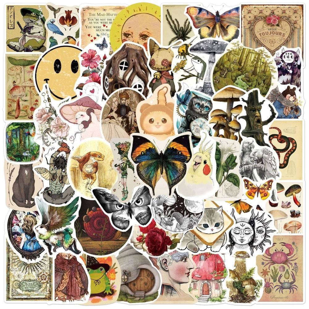 Retro Flora and Fauna Stickers