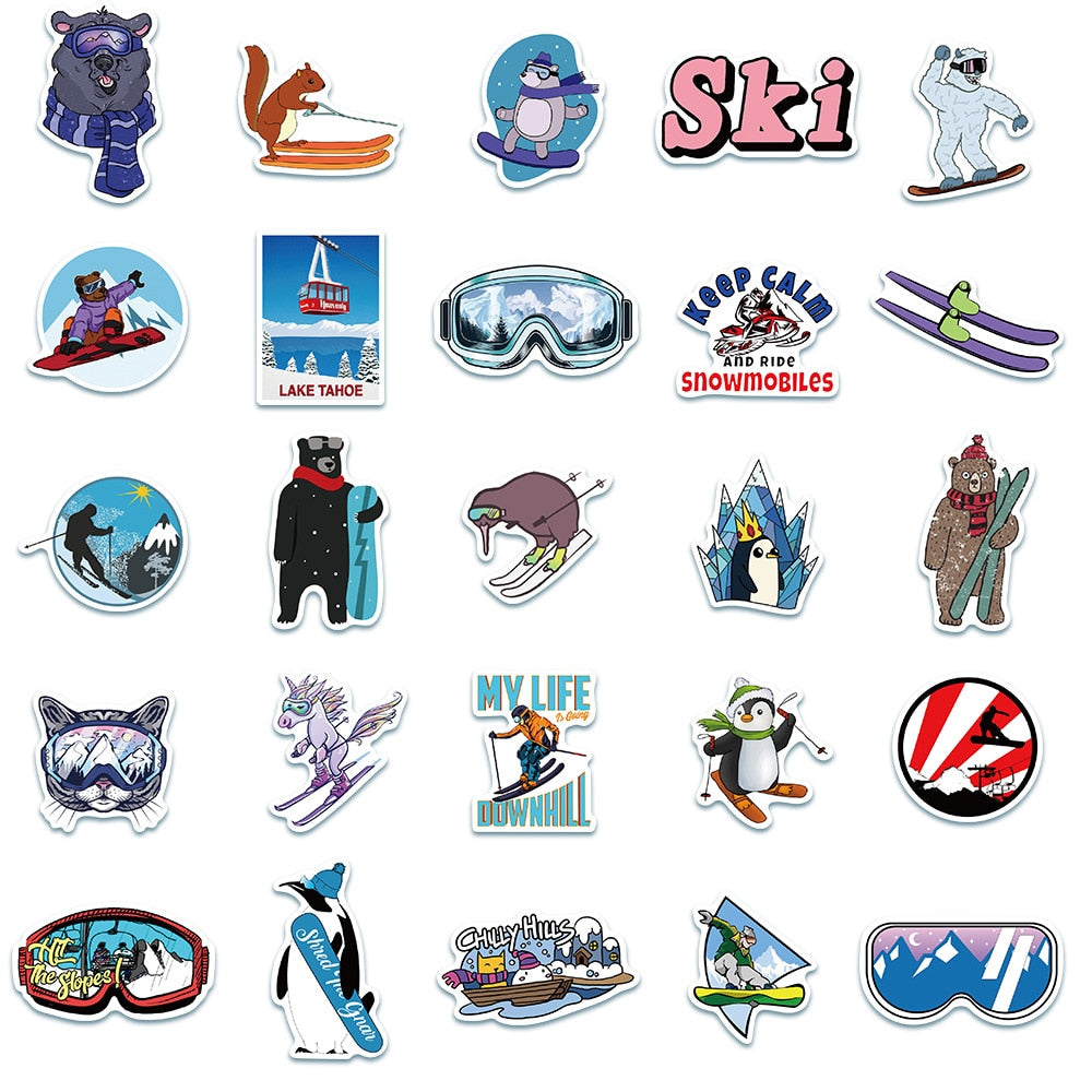 Skiing Sport Set Outdoor Winter Stickers