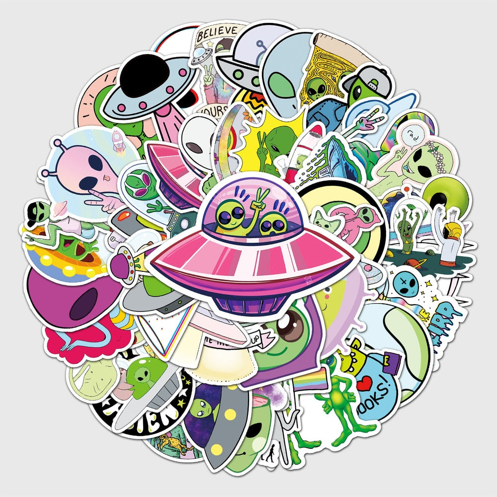 UFO Alien Cool Stickers