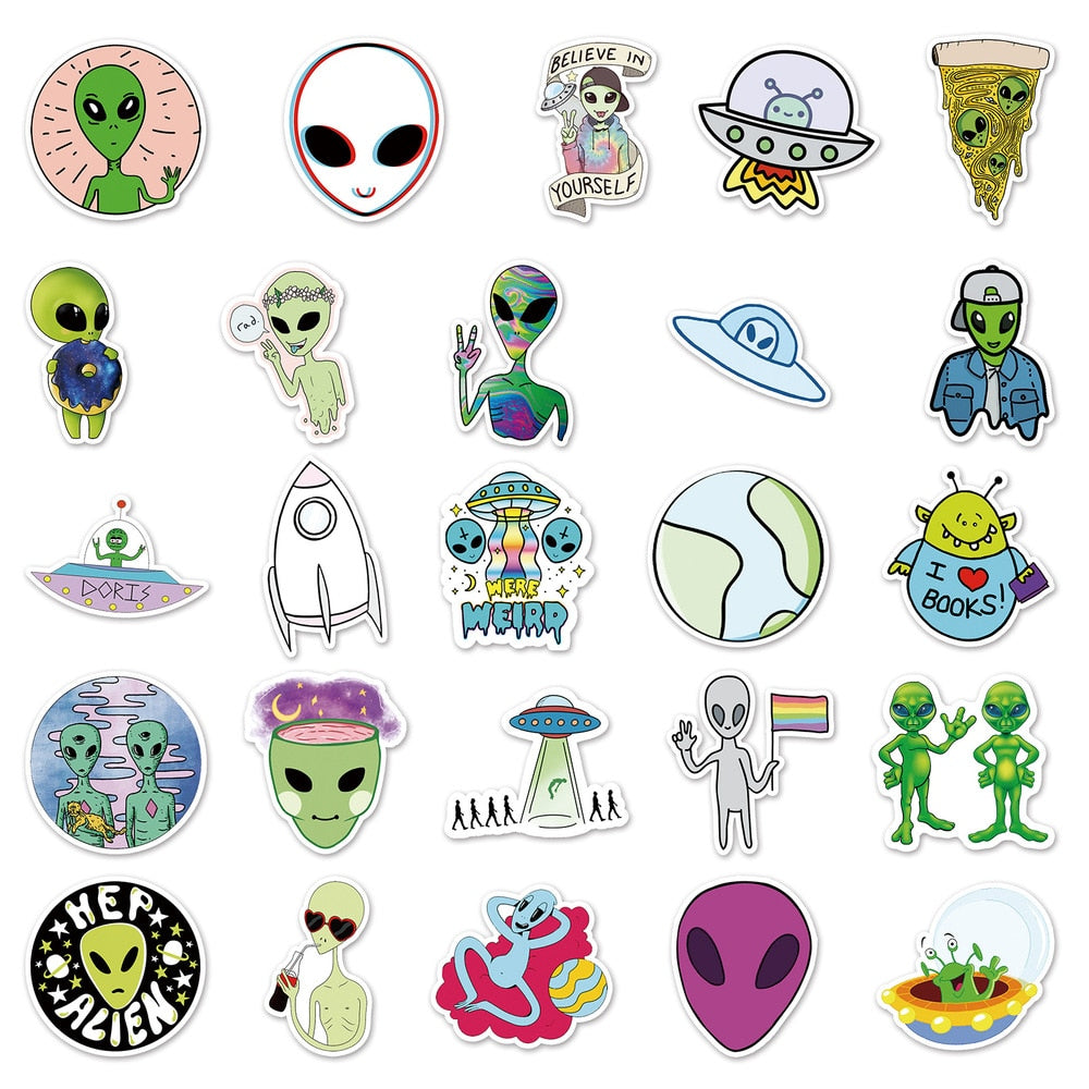 UFO Alien Cool Stickers