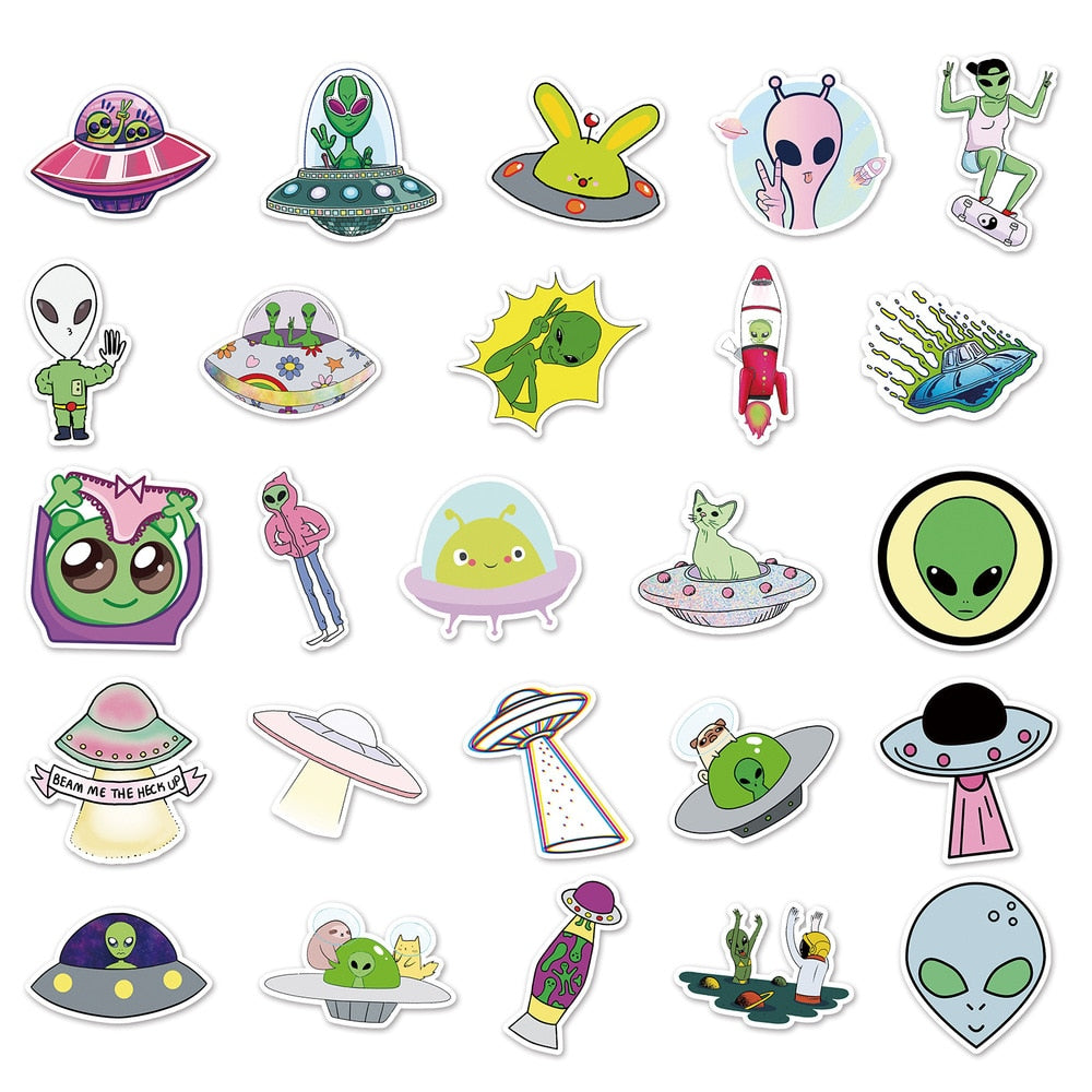 UFO Alien Cool Stickers