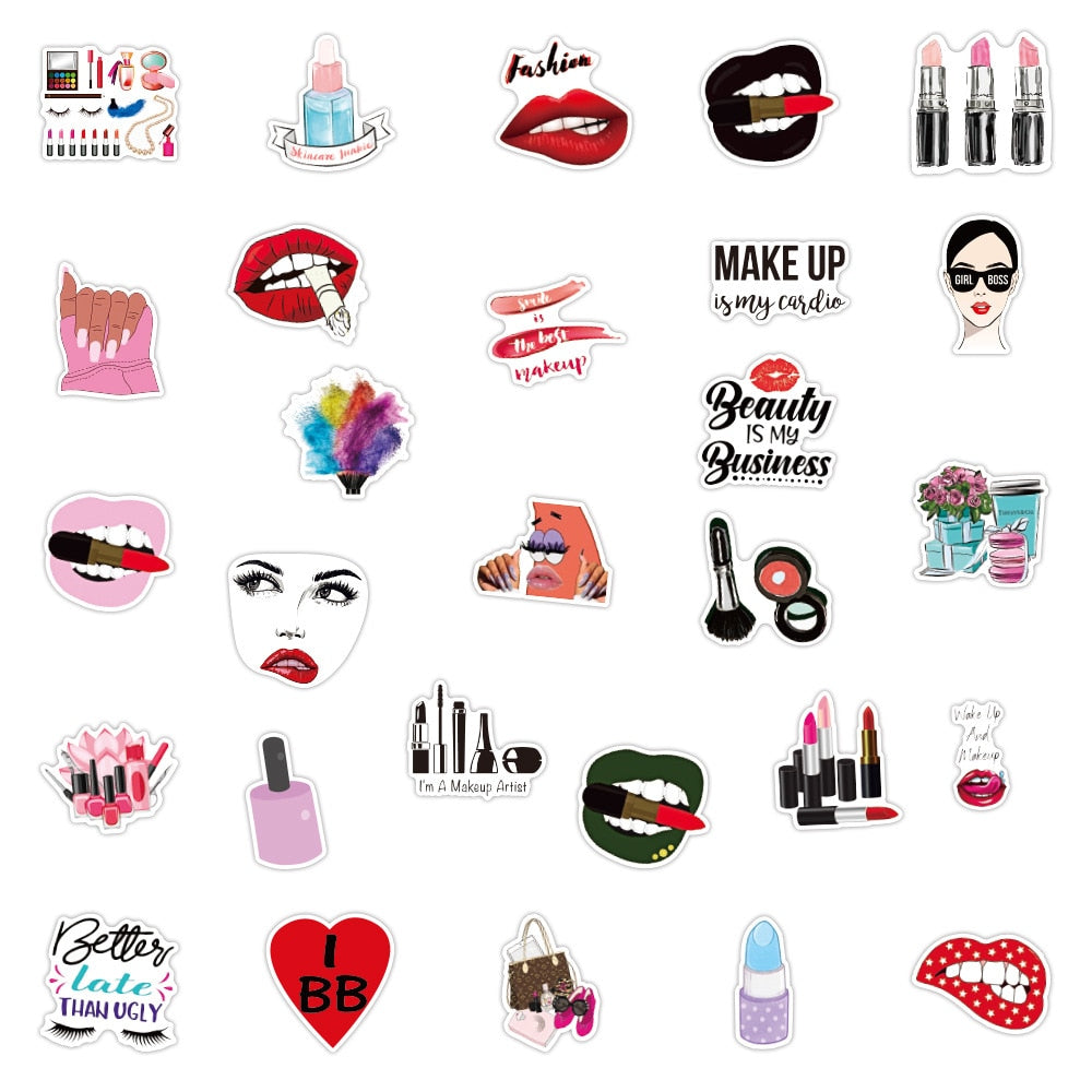 Pretty Girl Cosmetic Lipstick Perfume Stickers