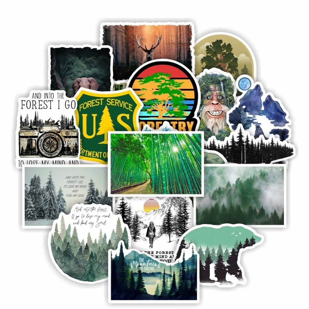 Natural Forest Pack Outdoor Travel Stickers