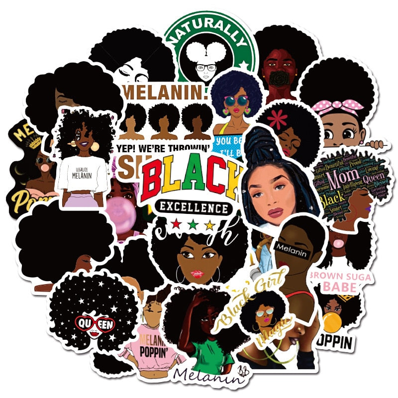 Inspirational Melanin Poppin Black Girl Stickers