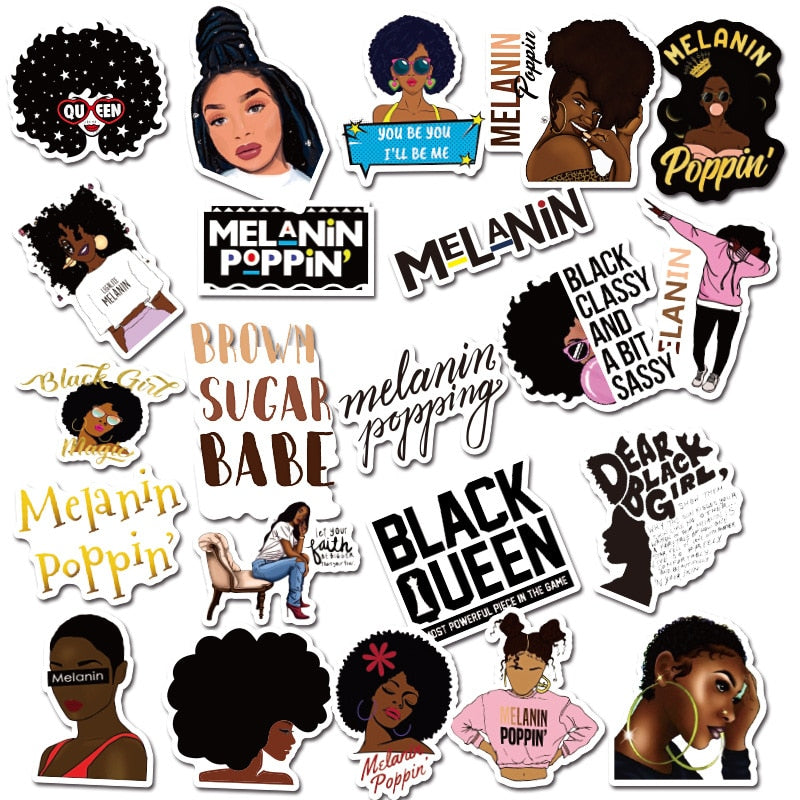 Inspirational Melanin Poppin Black Girl Stickers