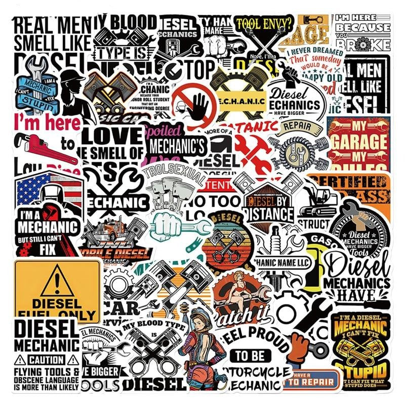 Diesel Mechanic Engine Stickers