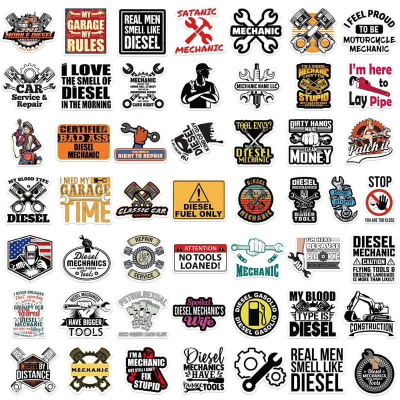 Diesel Mechanic Engine Stickers