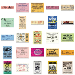 Retro Rock Band Tickets Stickers