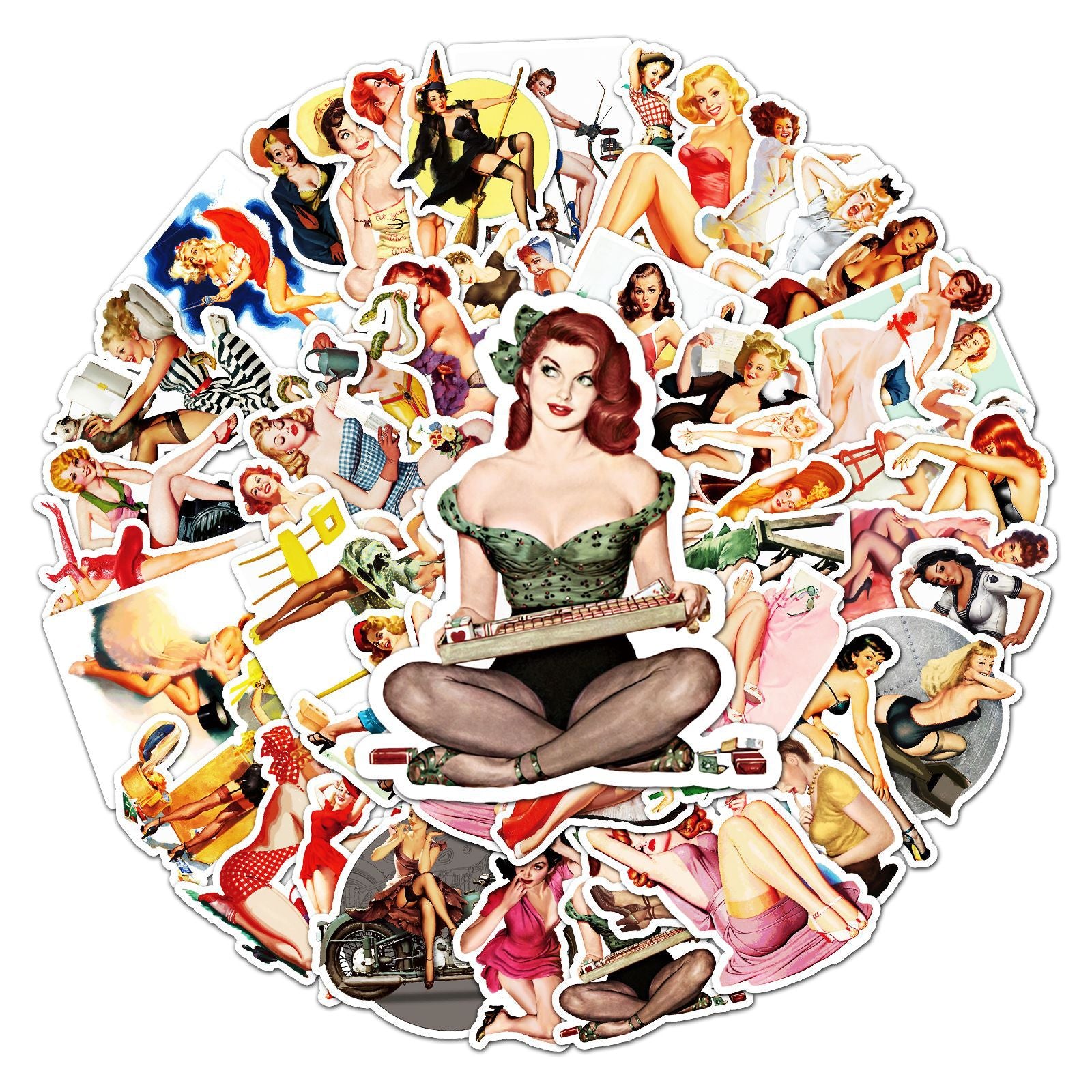 Old School Tattoo Style Pinup Girl Stickers