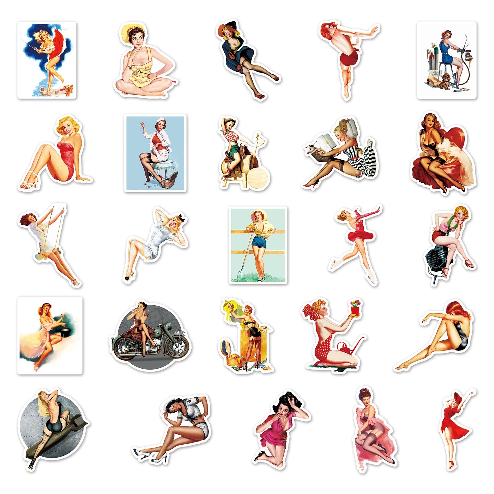 Old School Tattoo Style Pinup Girl Stickers