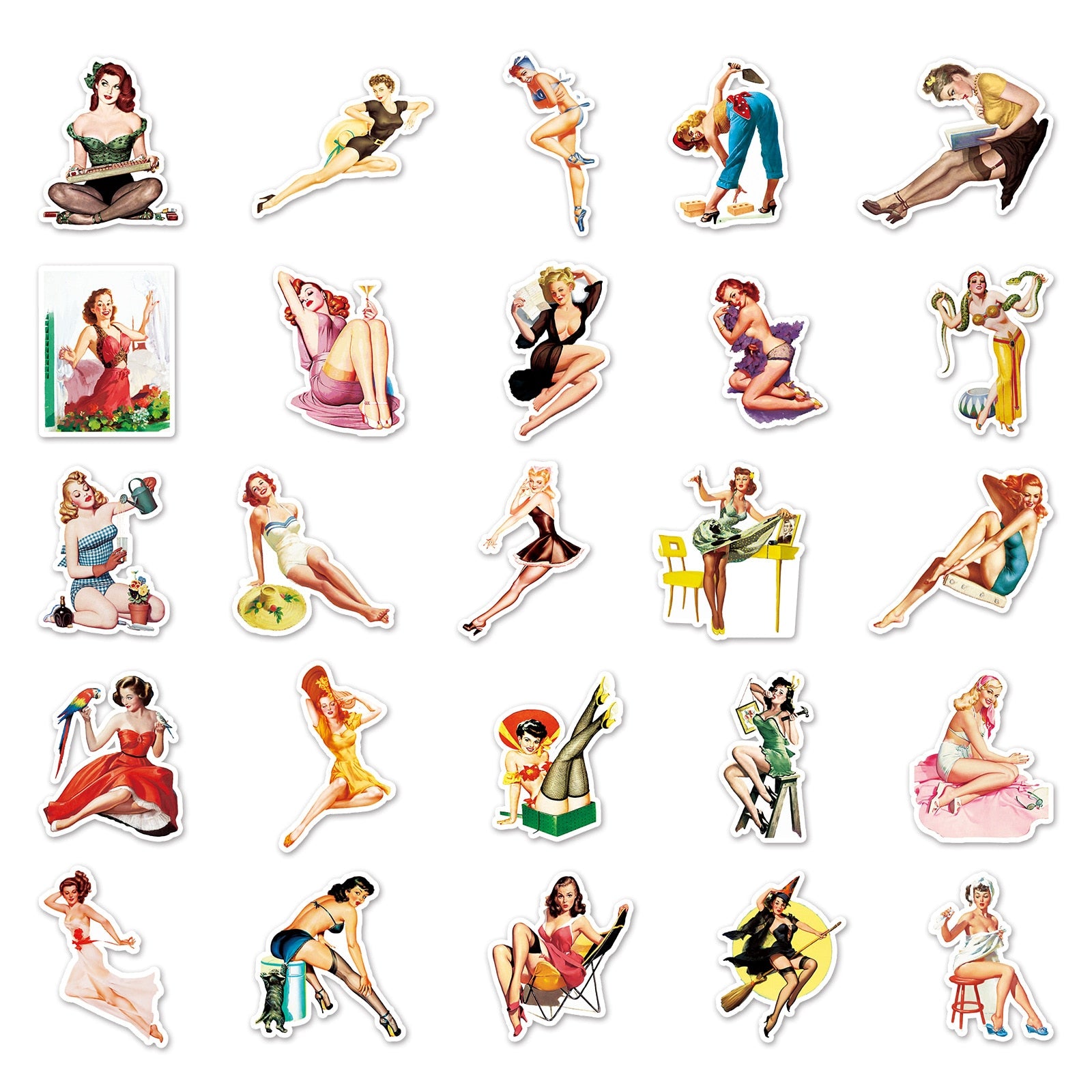 Old School Tattoo Style Pinup Girl Stickers